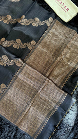 Black Pure Raw Silk Banarasi