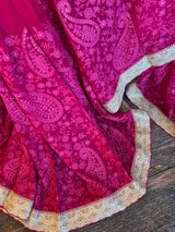 Pink Chikenkari on Pure Georgette with Stitched Blouse