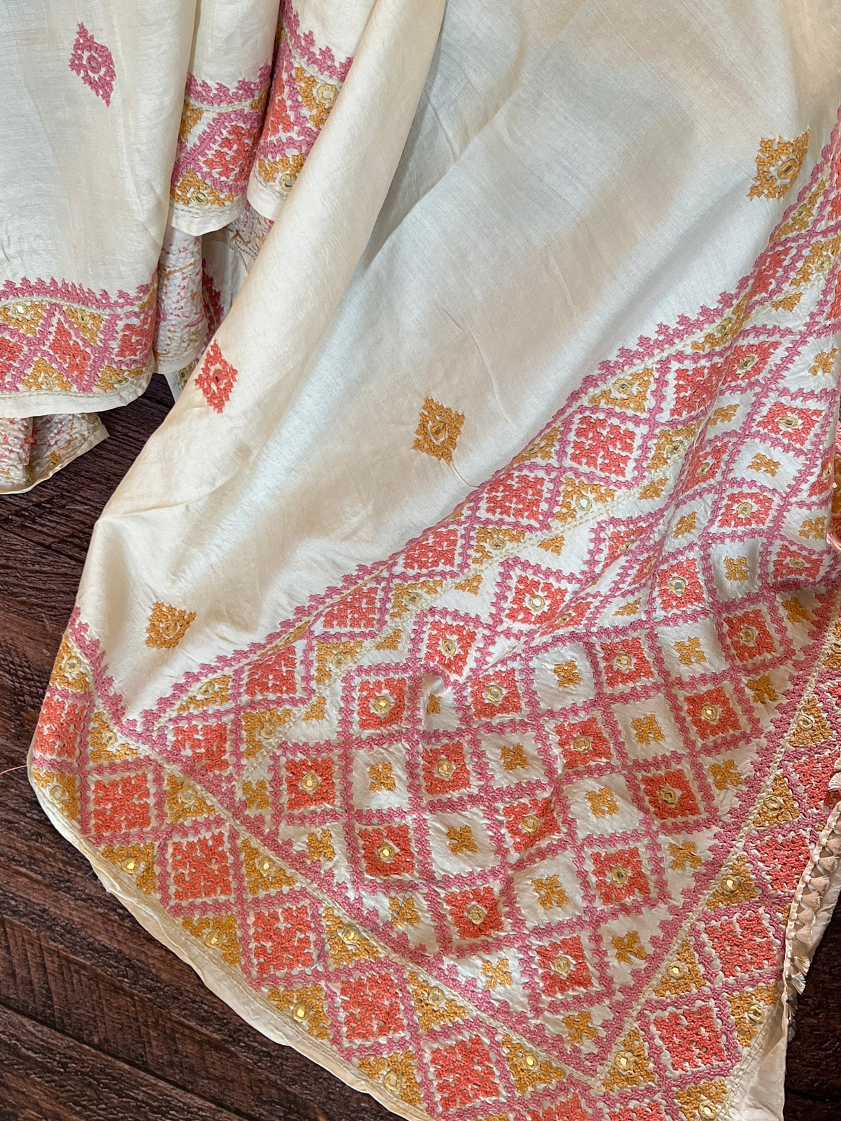 Ivory Kutchwork Gachi By Gachi Tussar Silk