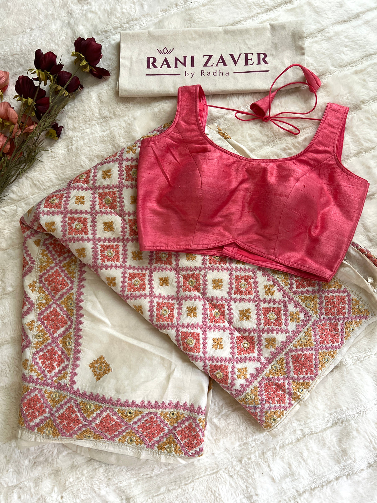 Ivory Kutchwork Gachi By Gachi Tussar Silk