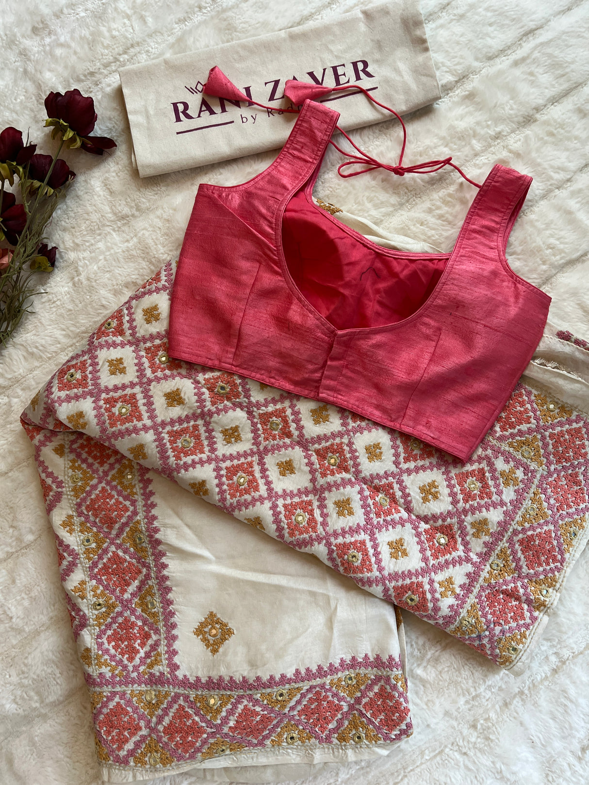 Ivory Kutchwork Gachi By Gachi Tussar Silk