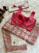Ivory Kutchwork Gachi By Gachi Tussar Silk