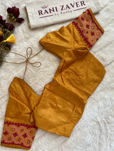 Golden Yellow Kutchwork Gachi By Gachi Tussar Silk