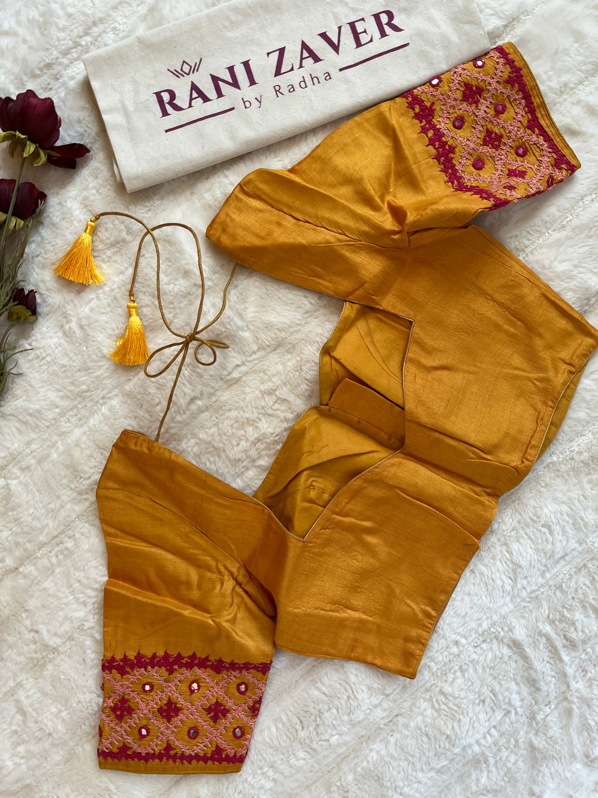 Golden Yellow Kutchwork Gachi By Gachi Tussar Silk