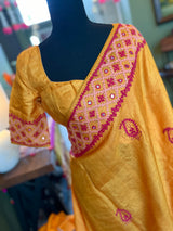 Golden Yellow Kutchwork Gachi By Gachi Tussar Silk