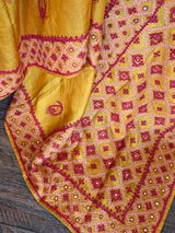 Golden Yellow Kutchwork Gachi By Gachi Tussar Silk