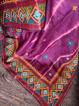 Wine Shibori and Kutchwork Gachi By Gachi Tussar Silk