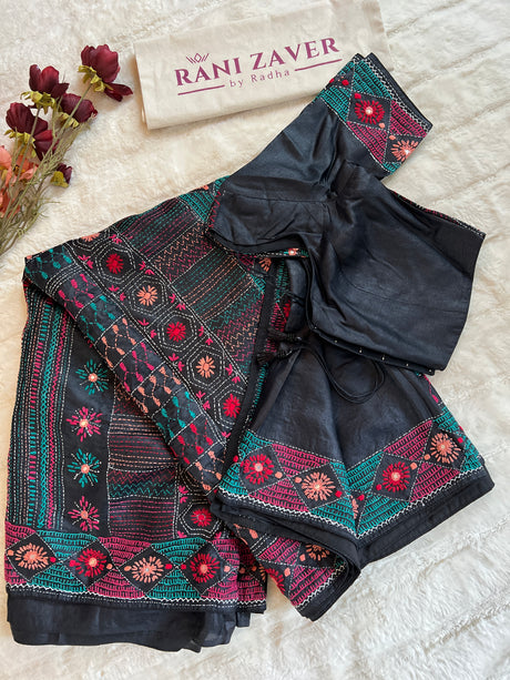Black Lambani Gachi By Gachi Tussar Silk