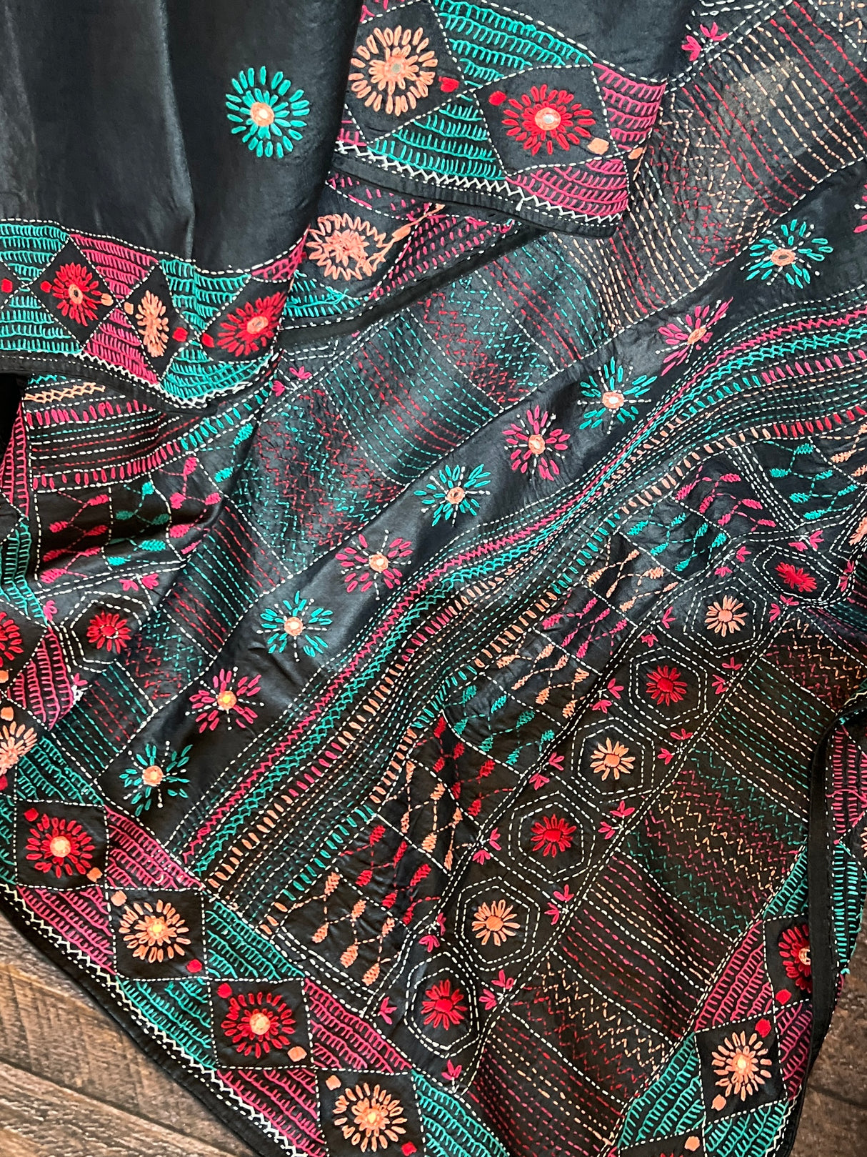 Black Lambani Gachi By Gachi Tussar Silk