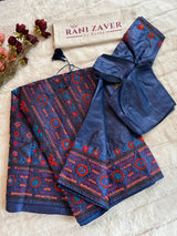 Navy Blue Lambani Gachi By Gachi Tussar Silk
