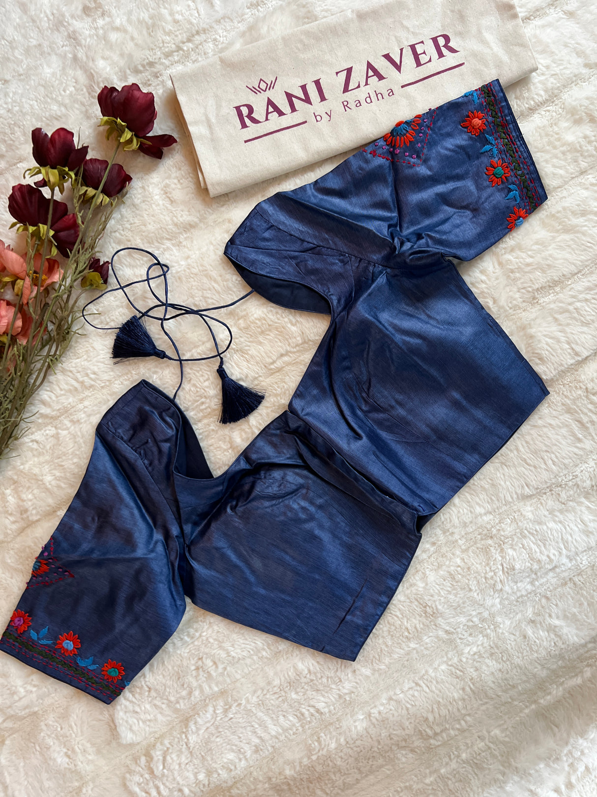 Navy Blue Lambani Gachi By Gachi Tussar Silk