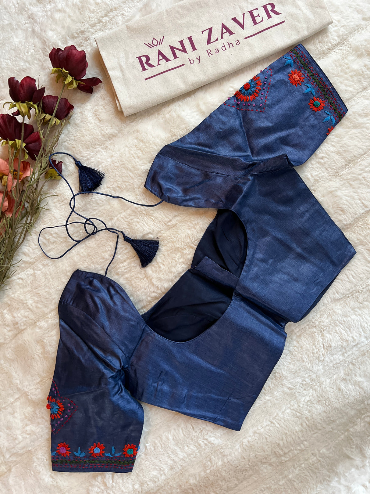Navy Blue Lambani Gachi By Gachi Tussar Silk