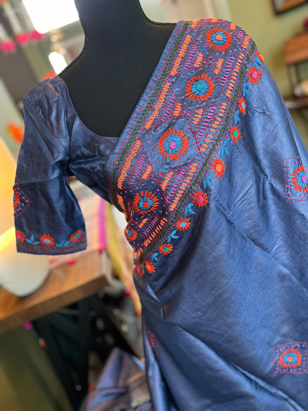 Navy Blue Lambani Gachi By Gachi Tussar Silk
