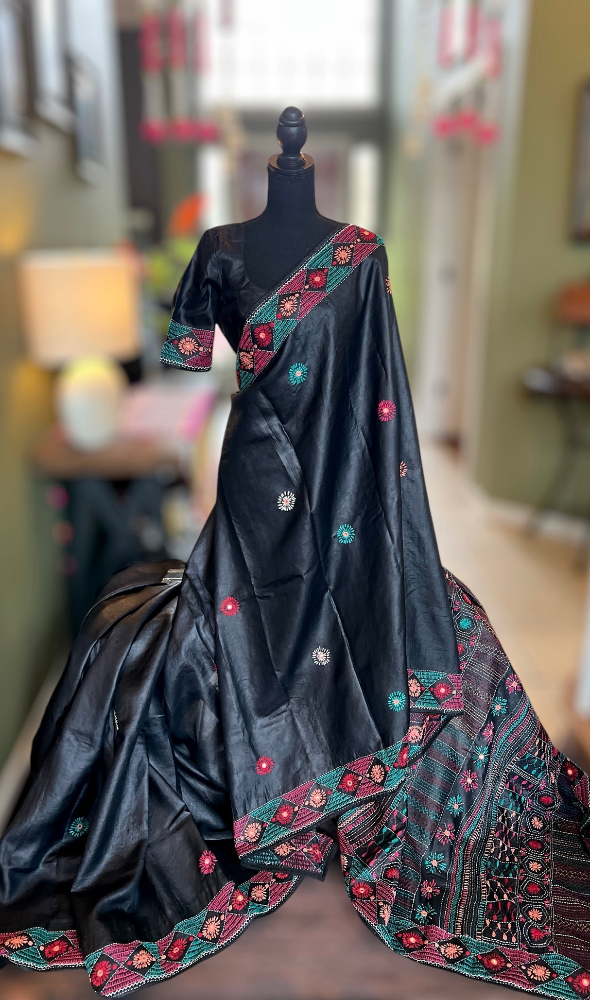 Black Lambani Gachi By Gachi Tussar Silk