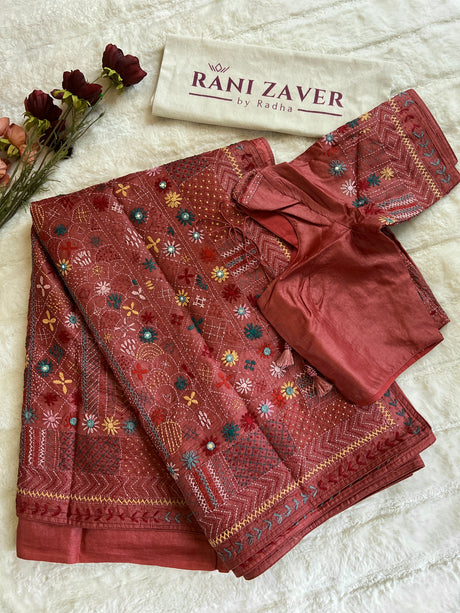 Rust Lambani Gachi By Gachi Tussar Silk