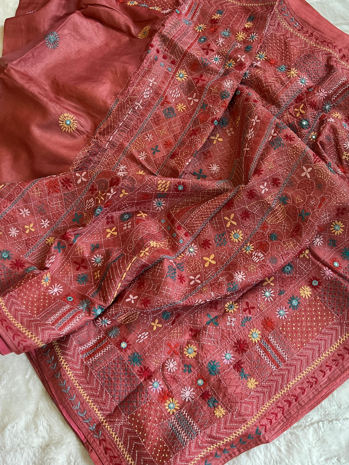 Rust Lambani Gachi By Gachi Tussar Silk