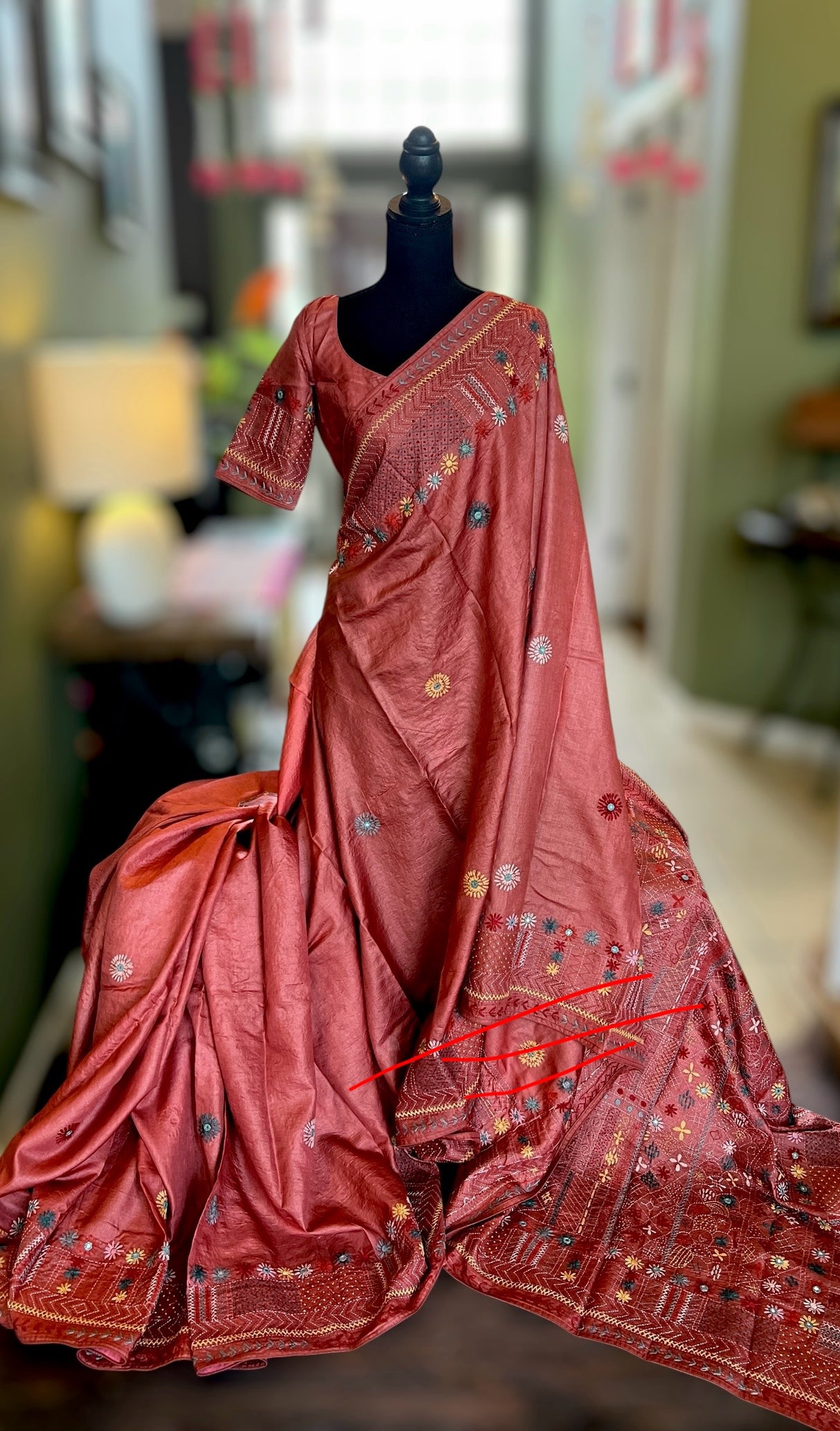 Rust Lambani Gachi By Gachi Tussar Silk
