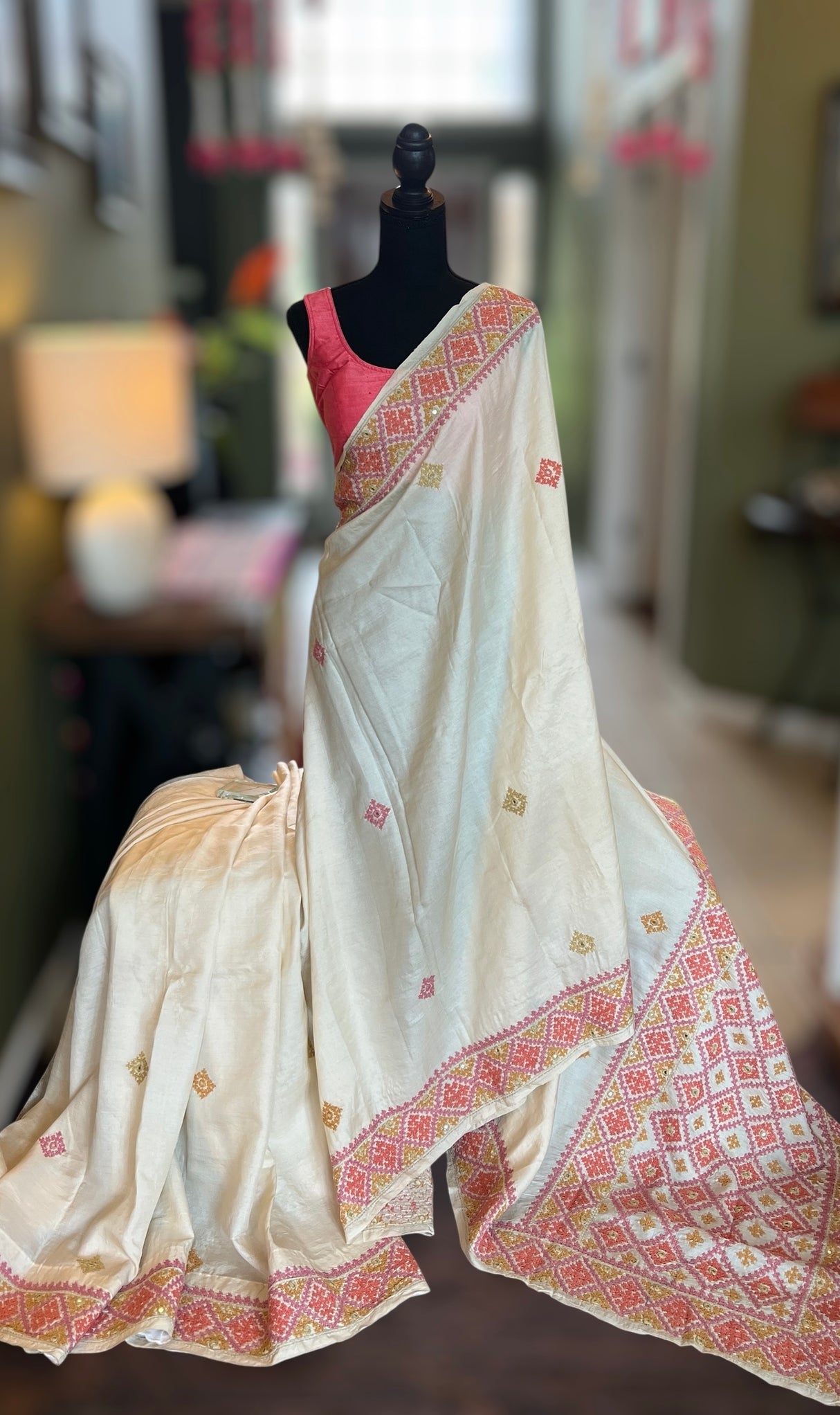 Ivory Kutchwork Gachi By Gachi Tussar Silk