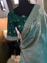 Crushed Tissue saree with pre-Stitched Blouse