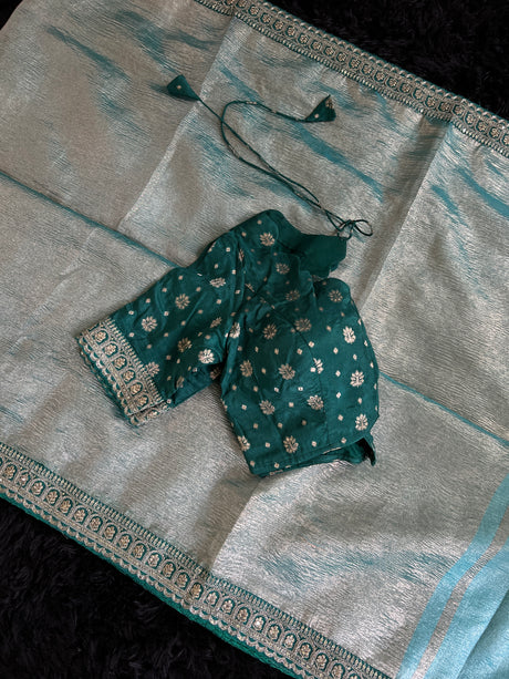 Crushed Tissue saree with pre-Stitched Blouse