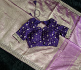 Crushed Tissue saree with pre-Stitched Blouse