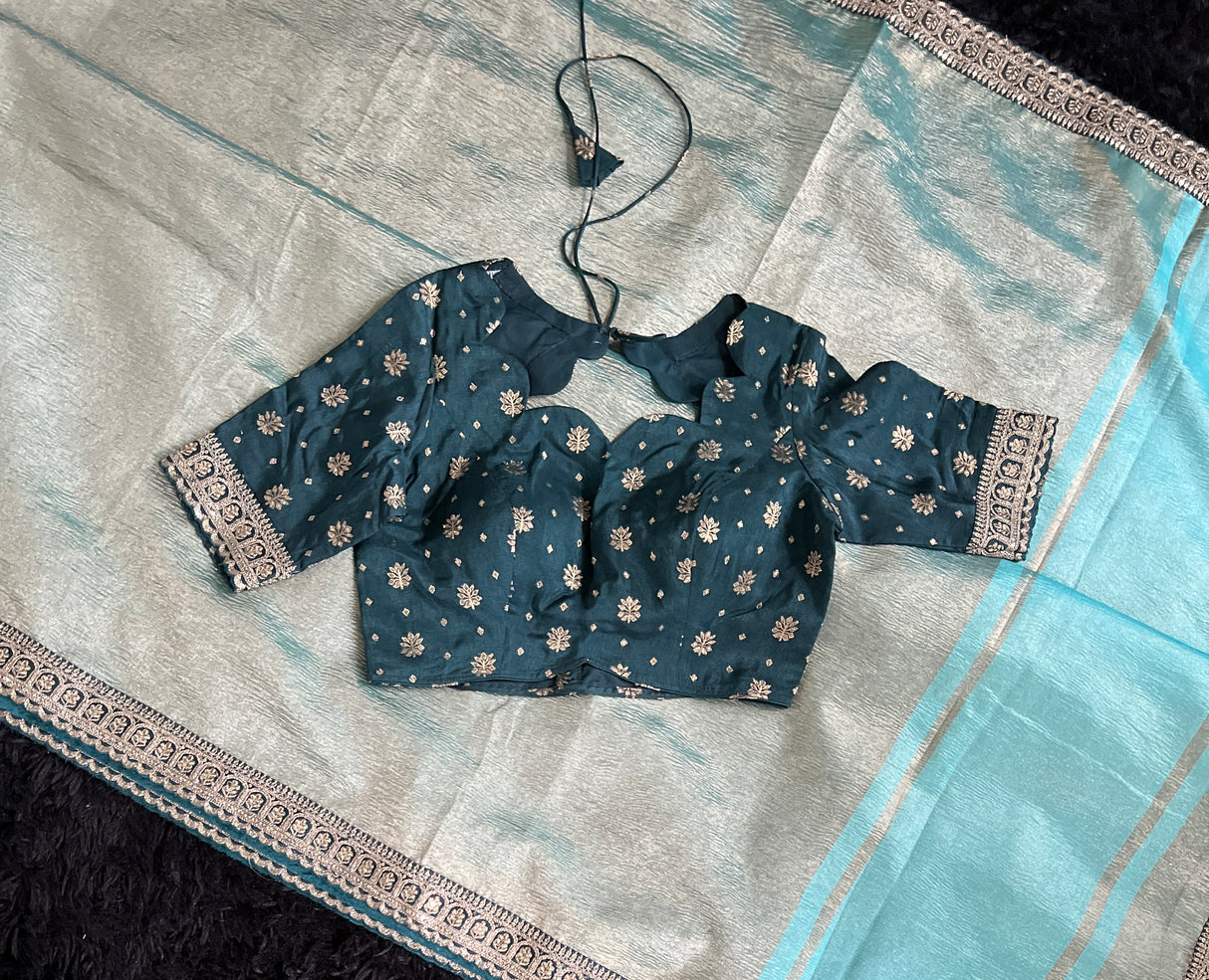 Crushed Tissue saree with pre-Stitched Blouse