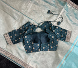 Crushed Tissue saree with pre-Stitched Blouse