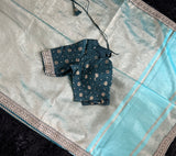 Crushed Tissue saree with pre-Stitched Blouse