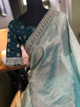 Crushed Tissue saree with pre-Stitched Blouse