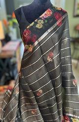 organza saree with floral print