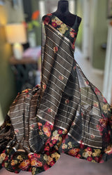 organza saree with floral print