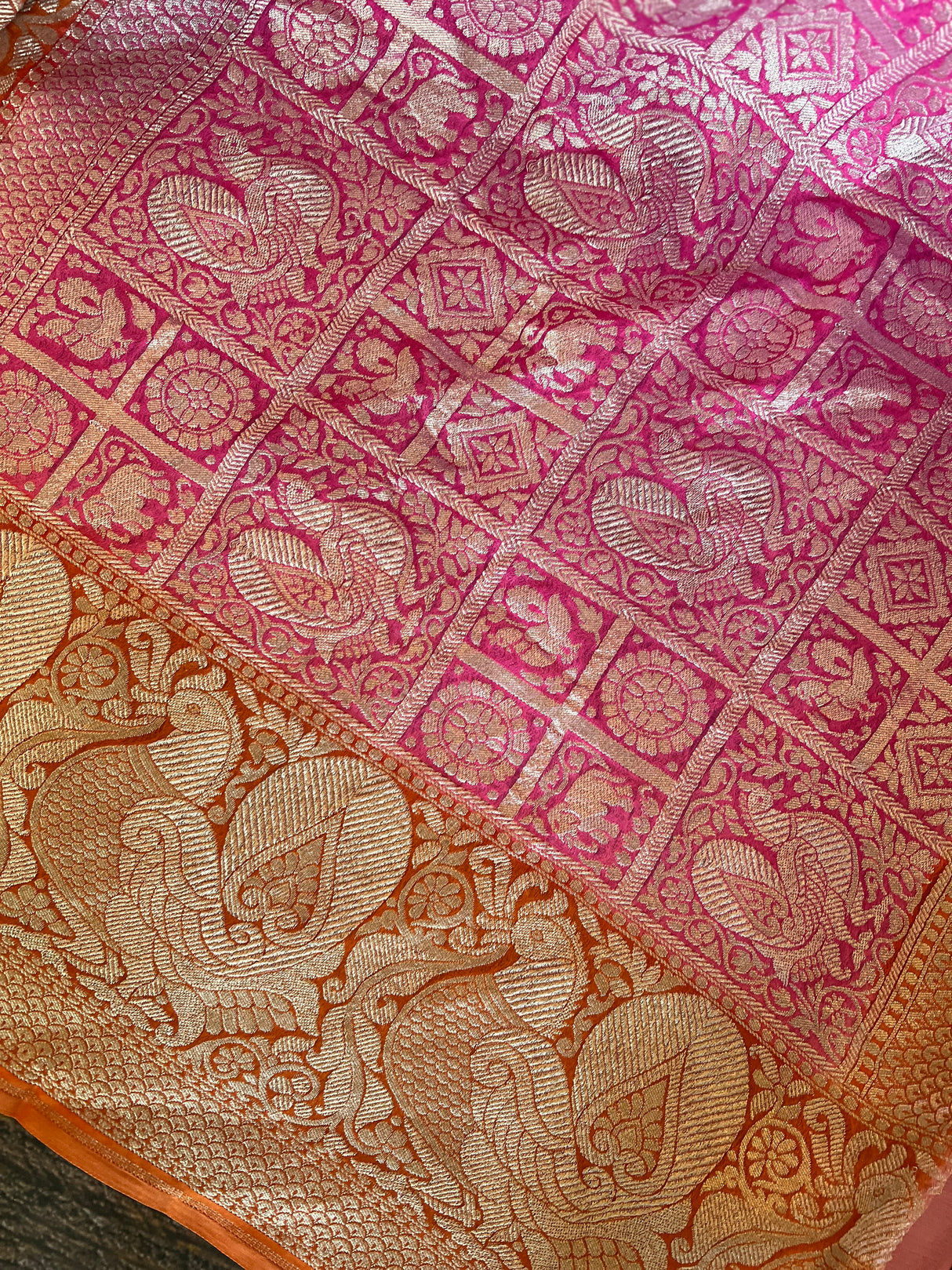 Pure Khaddi Crepe Georgette Rangkat Banarasi Handloom Saree