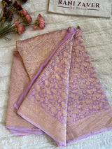 Pure Khaddi Crepe Georgette Shikargah Banarasi Handloom Saree