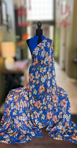 Blue Floral Pure georgette