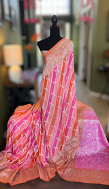 Pure Khaddi Crepe Georgette Rangkat Banarasi Handloom Saree