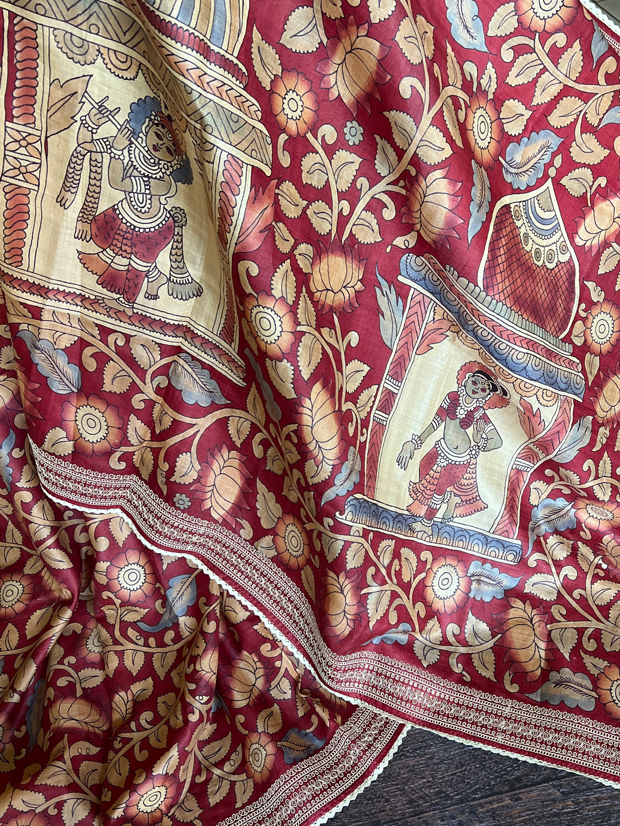 tussar silk saree handpainted