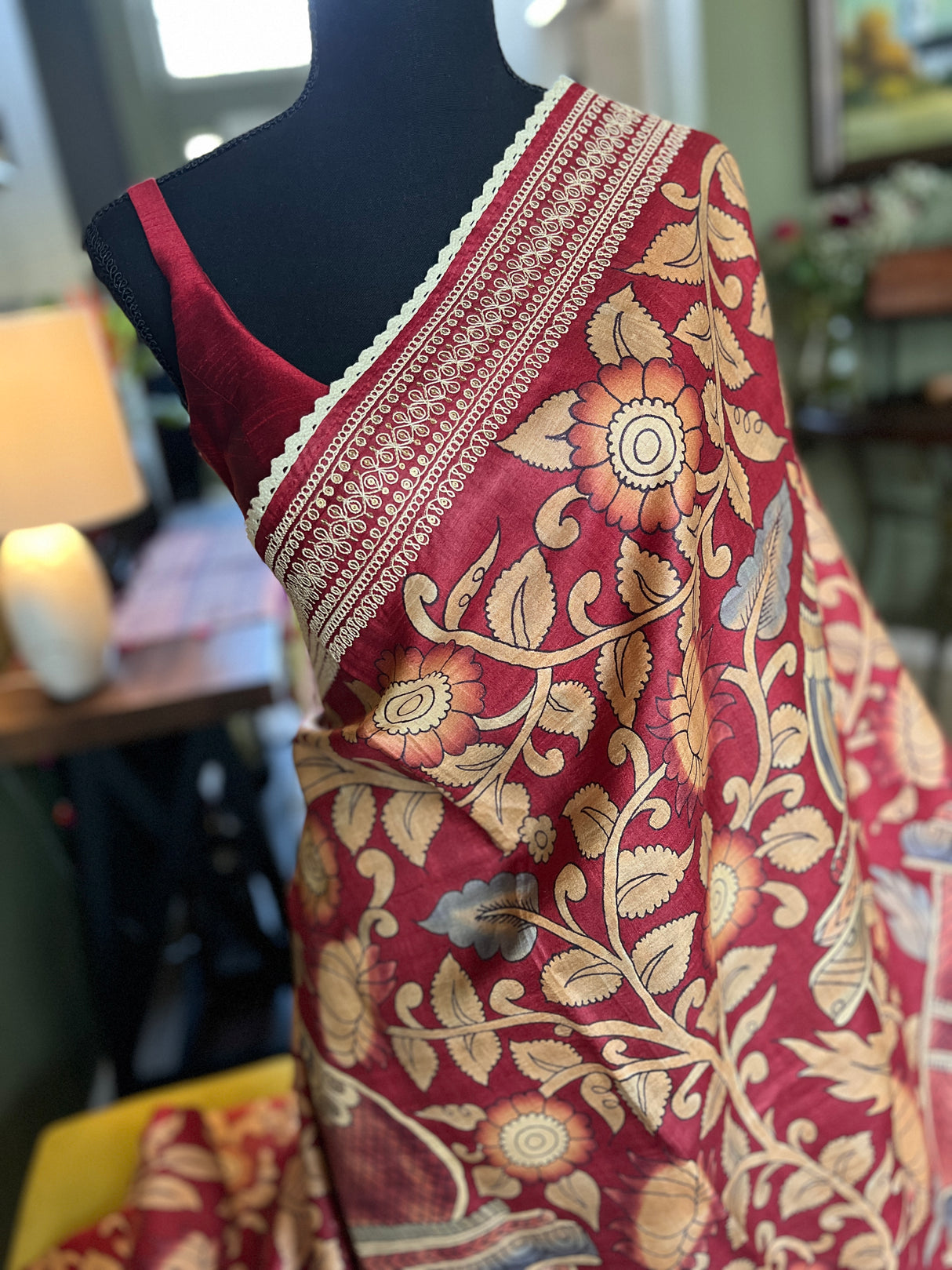 tussar silk saree handpainted