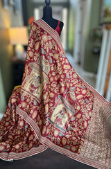 tussar silk saree handpainted