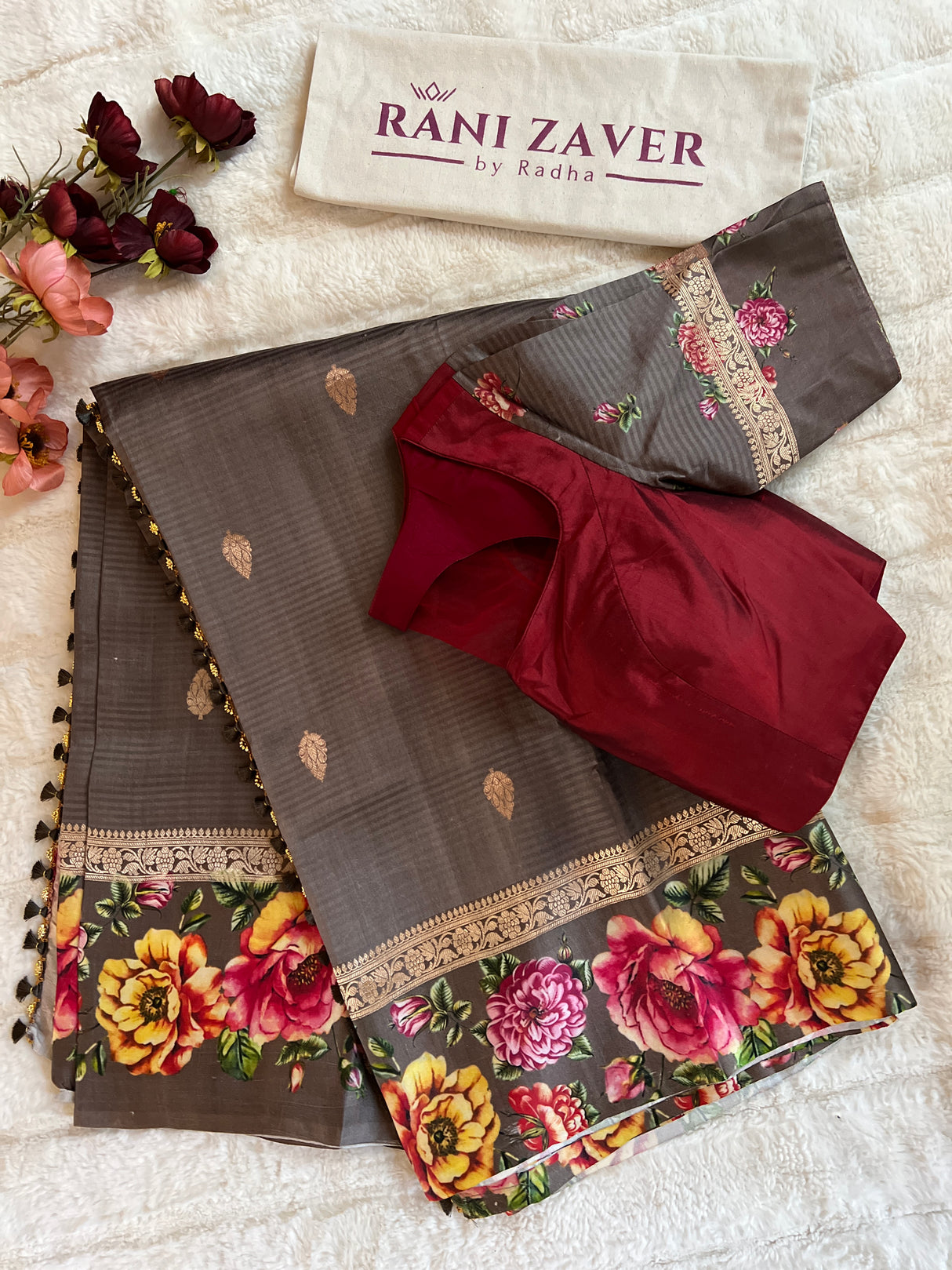 Mashru Banarasi With Floral Borders
