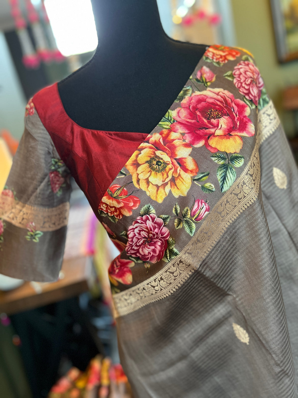 Mashru Banarasi With Floral Borders