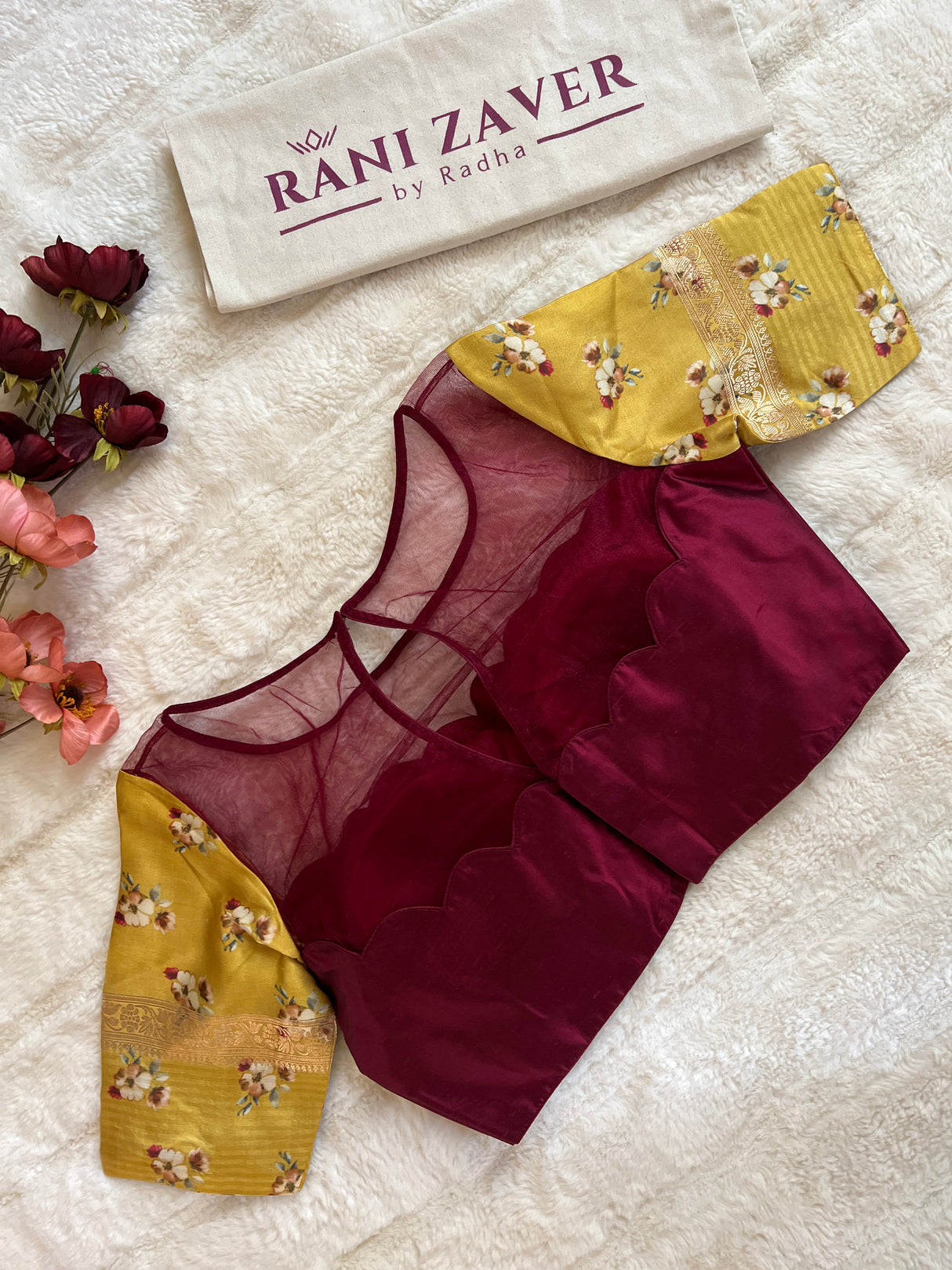 Yellow Mashru Banarasi With Floral Borders