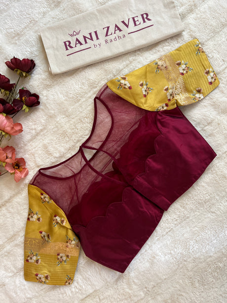 Yellow Mashru Banarasi With Floral Borders