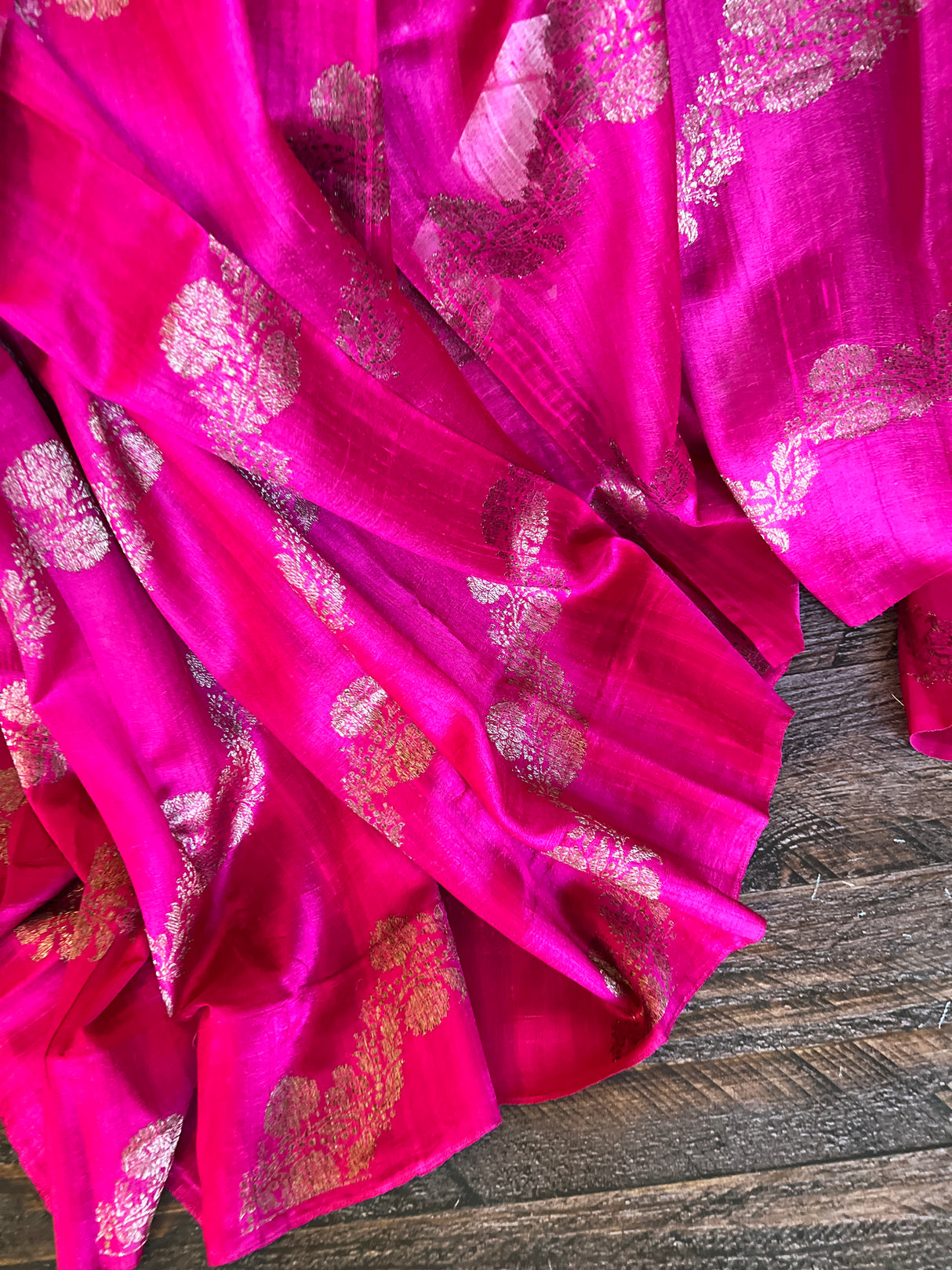 Hot Pink Banarasi Raw Silk
