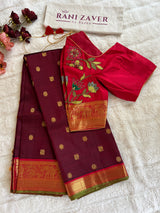 Korvai Kanchipuram Pure Silk With Designer Blouse