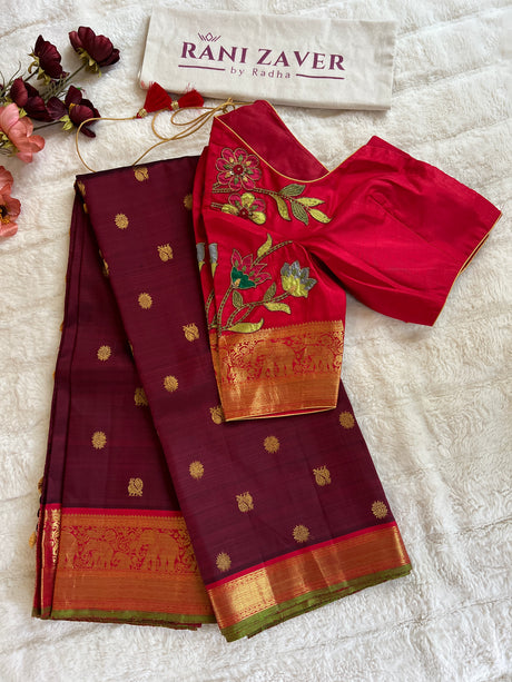 Korvai Kanchipuram Pure Silk With Designer Blouse