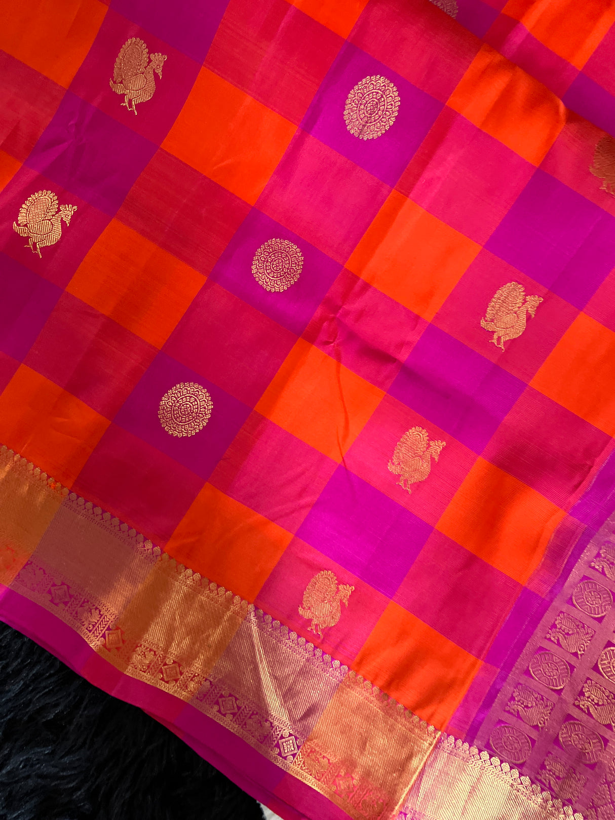 Paalum Pazhamum Checks  Korvai Kanchipuram Pure Silk