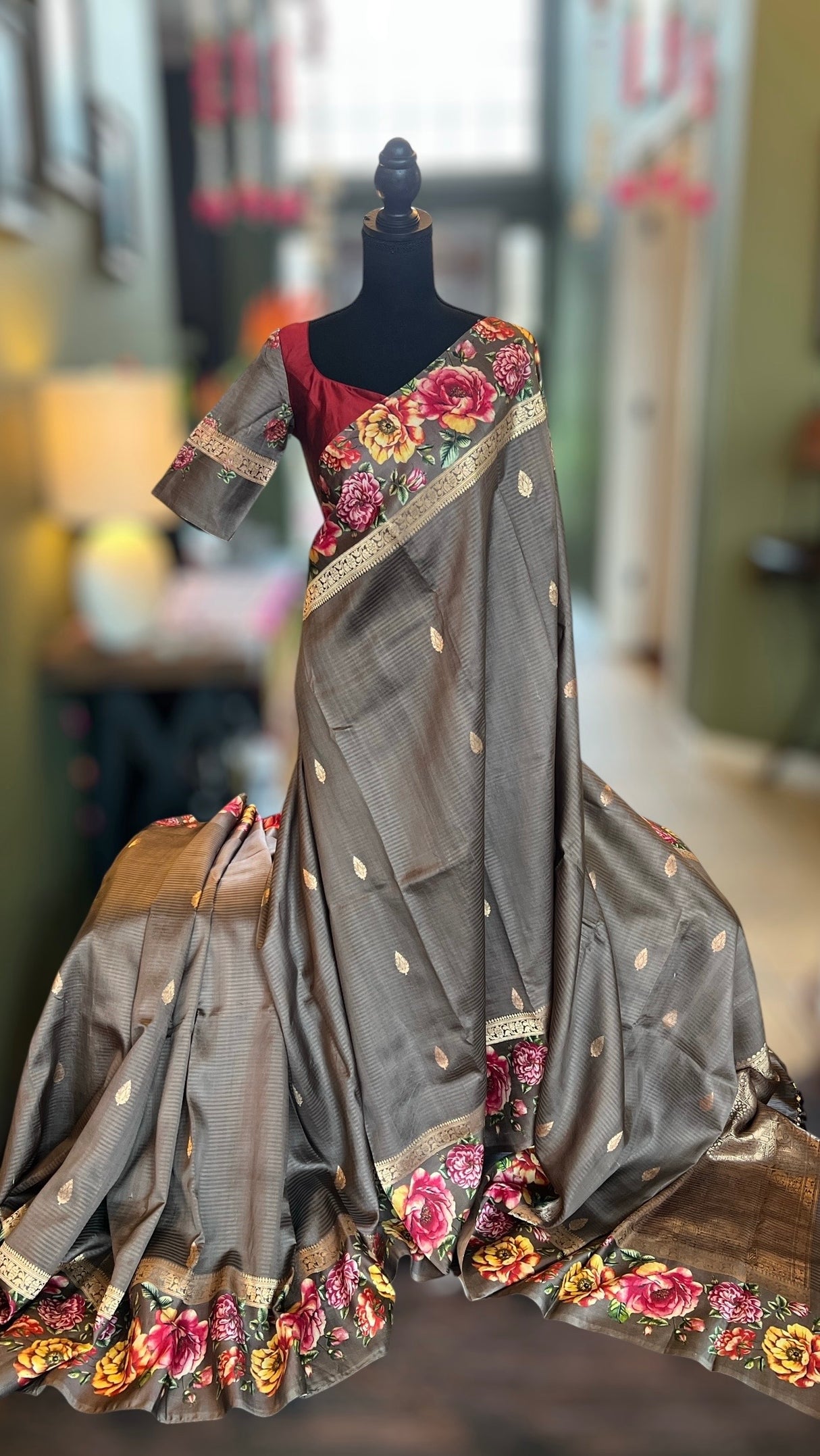 Mashru Banarasi With Floral Borders