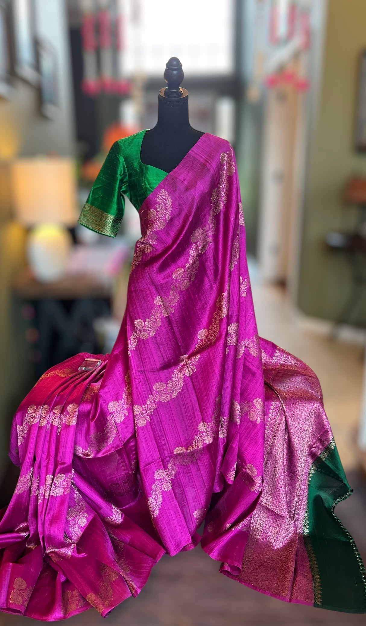 Magenta Banarasi Raw Silk
