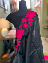 Black Organza With Hot Pink Applique