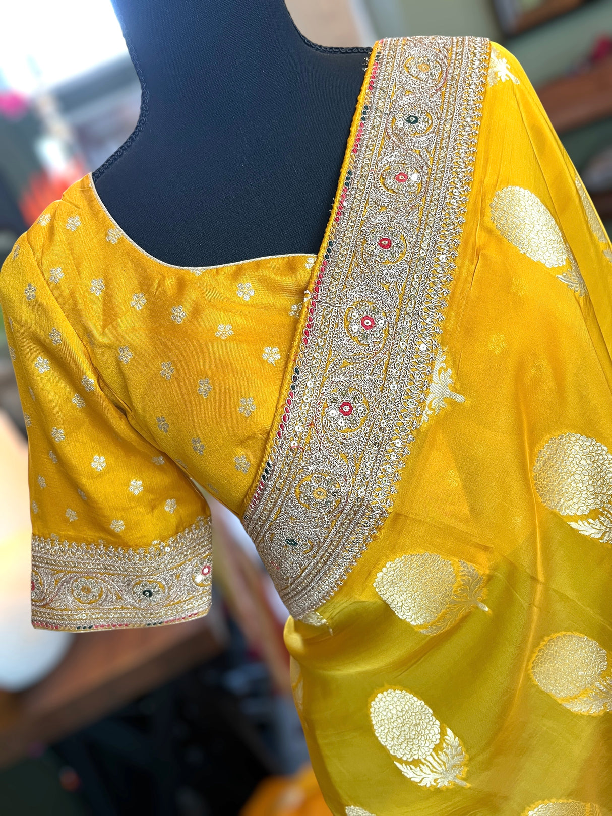 Yellow Glass Organza with Blouse